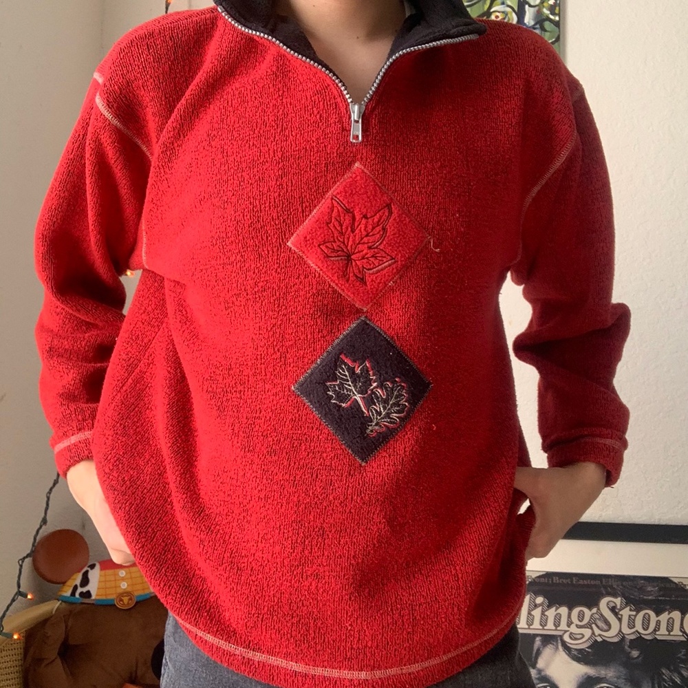 Natural Reflections Quarter Zip Red Sweater